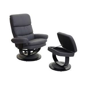 Mendler Relaxfauteuil HWC-C16, TV-fauteuil TV-fauteuil met opbergvak ~ kunstleer mat grijs - grijs Synthetisch materiaal 74582