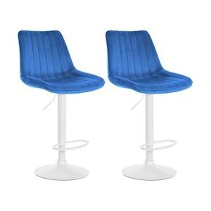 CLP Set van 2 barkrukken Toni wit - fluweel - blauw - 324073