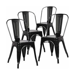 BenyLed 4 Stapelbaren Esszimmerstühlen uit Metall in Vintage-Industriestil - zwart Polypropyleen, kunststof LQ-N-TPY-4HEI