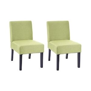 Mendler Set van 2 eetkamerstoel HWC-F61, stoel loungestoel, stof/textiel ~ groen - groen Textiel 70174