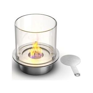 Divina Fire Ronde brander met glas voor RVS bio-ethanol biohaard 3 lt d.30 - 8056157805519