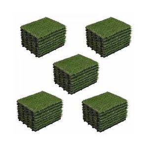 Oviala Business Set van 40 opklikbare groene kunstgrastegels - Oviala - groen 107491