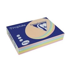 Clairefontaine Trophée Pastel A4, 160 g, 5x50 vel, geassorteerde kleuren - 3329680171204