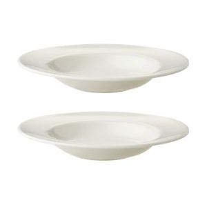 Maastricht Porselein Bord diep Lux 23 cm Offwhite Porselein 2 stuks - beige Porselein 8717522173861