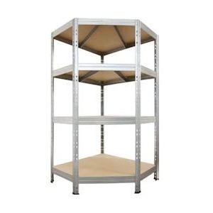 AR Shelving rek Corner Rivet, ft 180 x 90 x 90 x 45 cm, 4 legborden uit HDF, gegalvaniseerd - blauw Papier 8586002701661