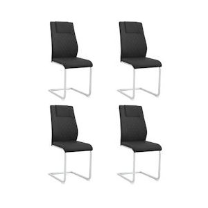 Merax sledestoelen (4 stuks), set van 4 eetkamerstoelen, kunstleer, schommelstoelen, verchroomd metalen frame, zwart - zwart Multi-materiaal WF315129AAB