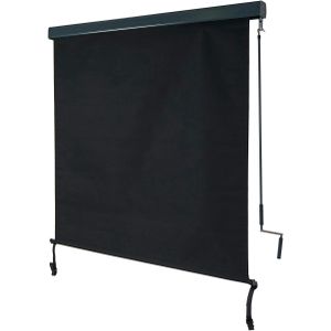 Mendler Verticale zonwering HWC-F42, verticale zonwering privacybescherming buitenrolgordijn, UV-bescherming 50 stof ~ 250x140cm, zwart - grijs Textiel 69624