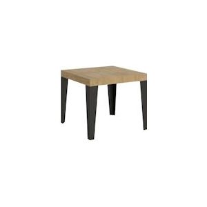 Itamoby Uitschuifbare tafel 90x90/246 cm Antraciet Vlam Natuurlijk Eiken structuur - 8050598015803