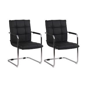 CLP Set van 2 stoelen Gandia echt leer chroom zwart - 319051