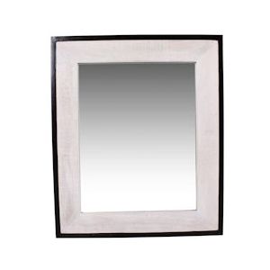 SIT Möbel Spiegel | vierkant | mangowit | antiek metaal antiek zwart | B 70 x D 3 x H 80 cm | 07390-10 | Serie WIT PANAMA - meerkleurig Multi-materiaal 07390-10