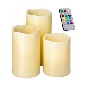 tectake - LED-kaarsen met kleurwisseling - 3 kaarsen in verschillende maten- 402409