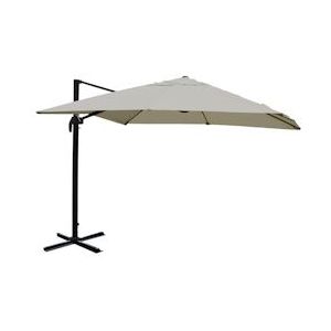 Mendler Zweefparasol HWC-A96, parasol, 3x4m (Ø5m) polyester/aluminium 26kg ~ creme-grijs zonder voet - beige Textiel 76875