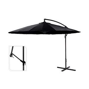 PROGARDEN Excentrische parasol 300 cm zwart aluminium behuizing - zwart 8719202996968