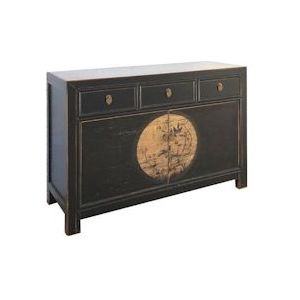 OPIUM OUTLET Meubilair Dressoir Kast Sideboard Bruiloftskast LesNoirs 33082-11 zwart Aziatisch Chinees oosters - zwart Massief hout 33082-11