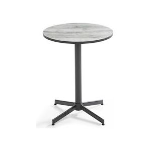 Oviala Business Ronde bistrotafel in staal en grijs keramiek met houteffect - Oviala - grijs Staal 105316