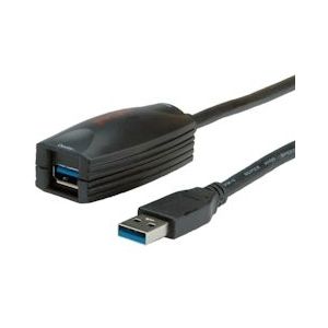 ROLINE USB 3.2 Gen 1 Actieve Repeater kabel, zwart, 5 m - zwart 12.04.1096