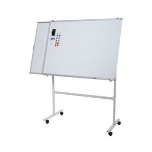 Mendler Whiteboard HWC-C85b, met uitschuifbaar bord Magneetbord Memobord Prikbord, mobiel oprolbaar incl. accessoires, 167x186cm - wit Metaal 84854