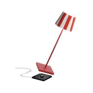 Zafferano Poldina Lido rood gestreepte LED tafellamp, oplaadbaar en dimbaar - LD0340FC1