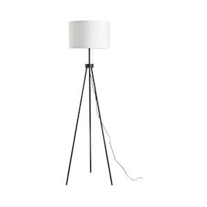 HOMCOM Vloerlamp Vloerlamp Vloerlamp E27, Staal + Polyester, 37x37x152cm (zwart + Wit) - 8700000096905