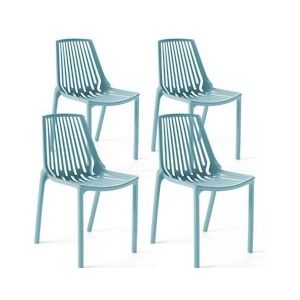 Oviala Business Set van 4 blauwe plastic stoelen - Oviala - blauw Kunststof 103525