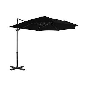 vidaXL Traffic light parasol met aluminium stok zwart 300 cm - zwart 46988