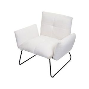 Mendler Lounge fauteuil HWC-K34, cocktail fauteuil, bouclé stof/textiel ~ wit - wit Textiel 89666
