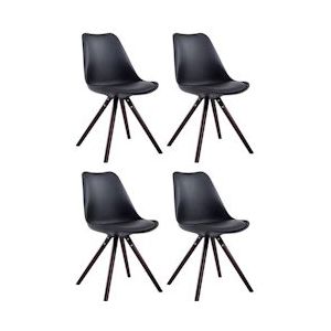 CLP Set van 4 eetkamerstoelen Toulouse kunstleer rond zwart - 319744