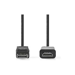 Nedis DisplayPort-Kabel - DisplayPort Male - HDMI Connector - 4K@30Hz - Vernikkeld - 3.00 m - Rond - PVC - Zwart - Doos - 5412810416387