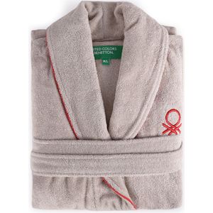 Benetton - Badjas M/L 360GSM 100% Katoen in Beige/Rood - M/L beige BE015