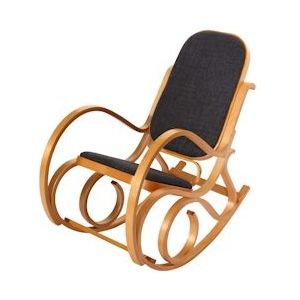 Mendler Schommelstoel M41, TV-fauteuil, massief hout ~ eiken look, stof/textiel antracietgrijs - grijs Massief hout 75344