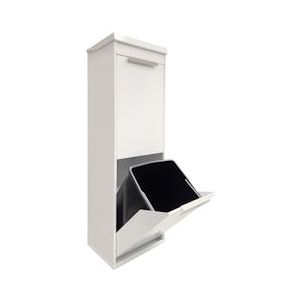 ARREGUI Ecoclas Plus CR221-E 2-bins stalen afval- en recyclingbak met multifunctionele opzetbak, recyclingkast, 2 x 17 L (34L) wit - wit Staal CR221-E