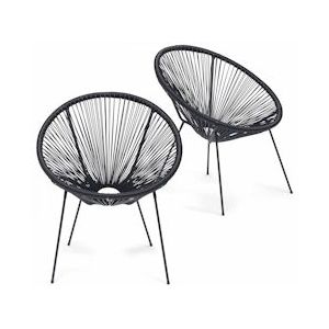 Oviala Business Set van 2 zwarte fauteuils van geweven hars - zwart 105708
