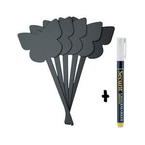 Securit® Silhouet Butterfly Krijtbord Tags In Zwart set van 5|0,1 kg - zwart Polypropyleen, kunststof TAG-BUTTERFLY-5