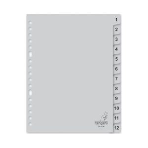 Kangaro tabblad A5 cijfers PP 120 micron 17r. 12 delig grijs - grijs Polypropyleen, kunststof G512CM