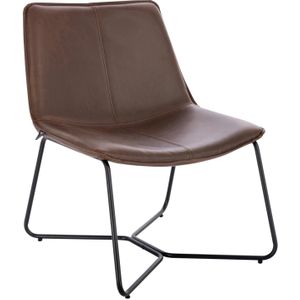 SVITA RON lounge fauteuil cocktail fauteuil clubfauteuil zonder armleuningen metalen frame lederlook bruin - bruin Synthetisch materiaal 91218