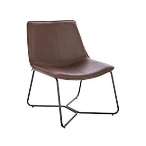 SVITA RON lounge fauteuil cocktail fauteuil clubfauteuil zonder armleuningen metalen frame lederlook bruin - bruin Synthetisch materiaal 91218