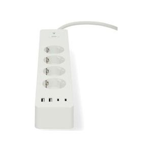 Nedis SmartLife Stekkerdoos - Wi-Fi - Hybrid (CEE 7/7) / USB-A / USB-C - 16 A - 3680 W - 2.00 m - 0 - 55 °C - Android / IOS - Wit - 5412810448388