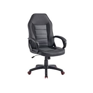 Race-autostoel bureaustoel CS-0005, PU / microvezel, 64 x 63 x 120 cm, verstelbare zithoogte, zwart / grijs - zwart 4067373048486