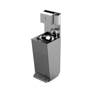 Handwasbak | Incl. Dispensers | Voetbediening | Ø340mm | RVS | 400x427x850(h)mm - MAS-GLC0024