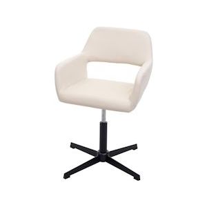 Mendler Eetkamerstoel HWC-A50 IV, stoel keukenstoel, retro in hoogte verstelbaar draaimechanisme ~ kunstleer crème, voet zwart - beige Synthetisch materiaal 73540