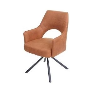 Mendler Eetkamerstoel HWC-K30, keukenstoel, draaibare autostoel, stof/textiel ~ suede-look bruin - bruin Weefsel 89654
