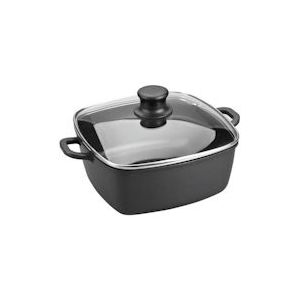 Lacor 25829 - Vierkante braadpan met Forte glazen deksel van 28 cm aluminium - Zwart. - 8414271258299