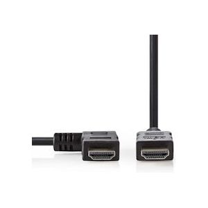 Nedis High Speed ​​HDMI-Kabel met Ethernet - Links Gehoekte HDMI Connector - HDMI Connector - 4K@30Hz - 10.2 Gbps - 1.50 m - Rond - PVC - Zwart - Polybag - 5412810264650