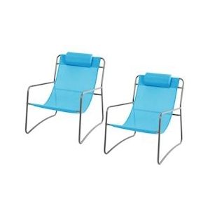 SVITA Set van 2 relaxfauteuils voor buiten Tuinstoel met kussen Deckchair Blauw - blauw 92088