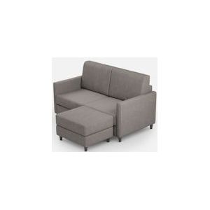 Karay 2-zits medium zitbank (twee zitplaatsen van 70 cm) + poef buitenafmetingen L.158 D.145 grijze kleur - VECOMKARAY140-D16