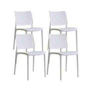 Oviala Business Set van 4 witte kunststof terrasstoelen - wit 111534