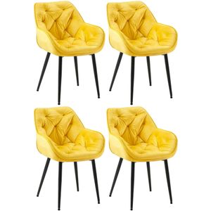 CLP Set van 4 eetkamerstoelen Tanna geel - 325329