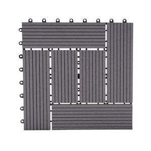 Mendler WPC vloertegel Rhone, houtlook balkon/terras, 11x elk 30x30cm = 1m² ~ Premium, grijs offset - grijs Hout 57949