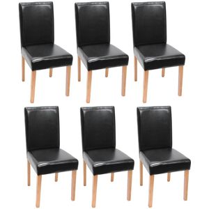 Mendler Set van 6 eetkamerstoelen Keukenstoel Littau ~ kunstleer, zwart, lichtgekleurde poten - zwart Synthetisch materiaal 31519+28652