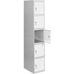 SimonRack Gedemonteerd INITIAL 5-deurs metalen locker GRIJS/WIT 1800x300x500 mm (Hoogte x Breedte x Diepte) - 8425437066764